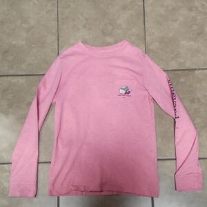 Vineyard Vines Pink Merry Christmas Texas Long Sleeve Small Kids Shirt